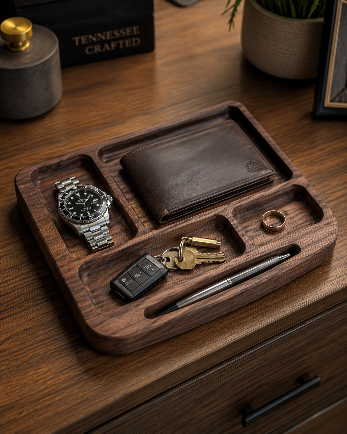 The Artisan Valet Tray | Solid Walnut & Oak